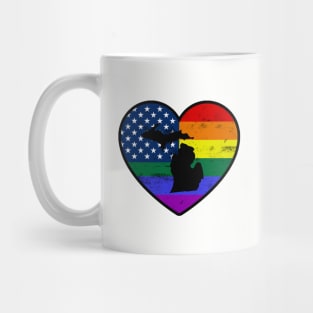 Michigan United States Gay Pride Flag Heart Mug